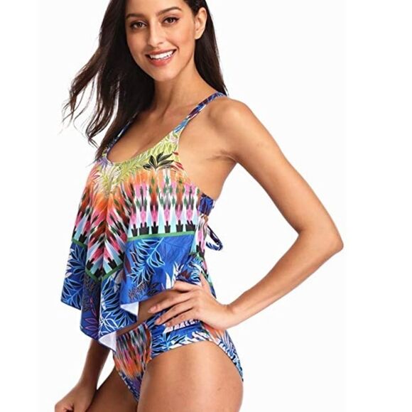 Floral & leaf Bikini Ruffle Colorful - Picture 4 of 11